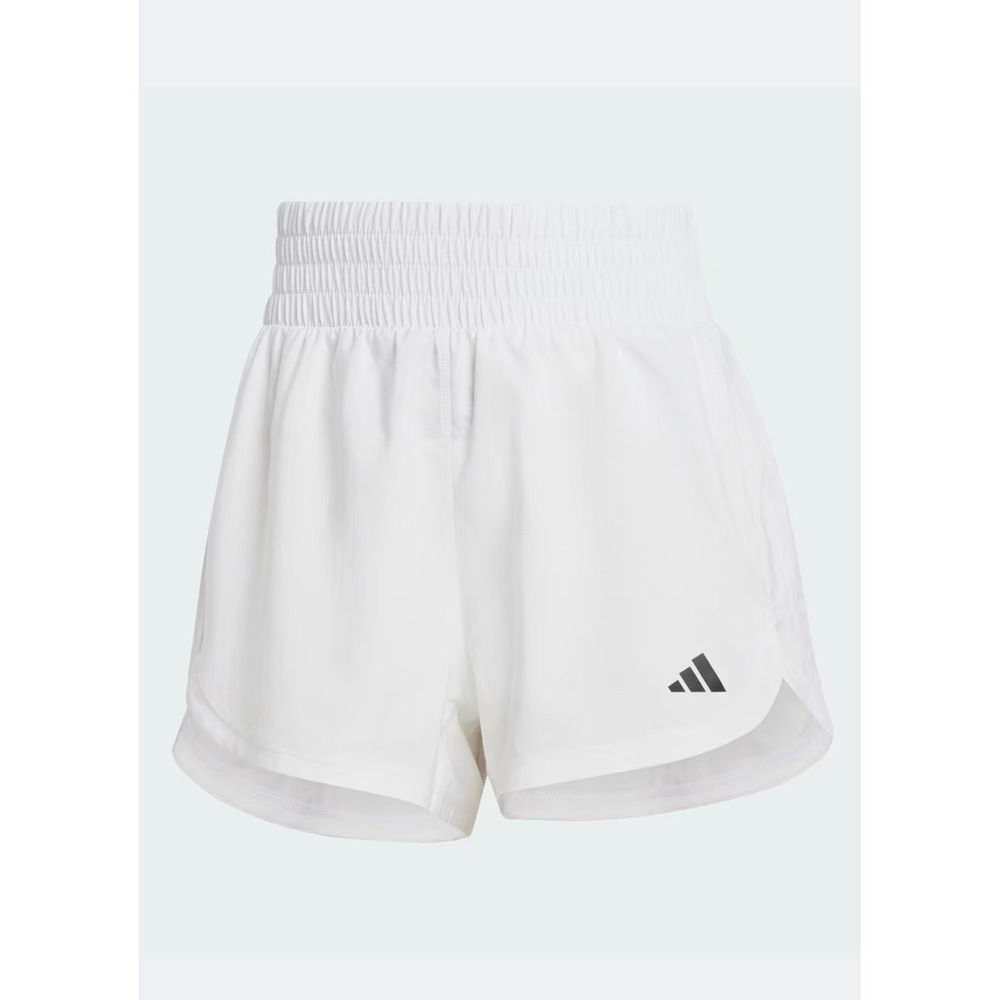 adidas Womens Pacer Training 3-Stripes Woven High-Rise 3" Shorts Sz Medium White